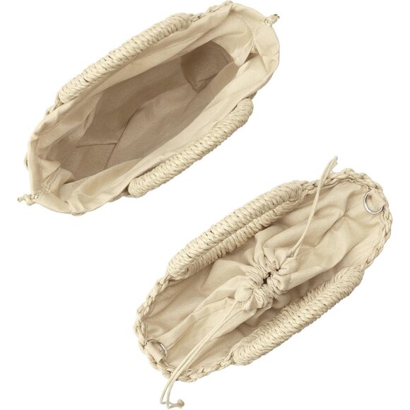 Woven Straw Beach Bag for Womem Top Handle BeigePre Crossbody and Shoulder Strap - Picture 5 of 7